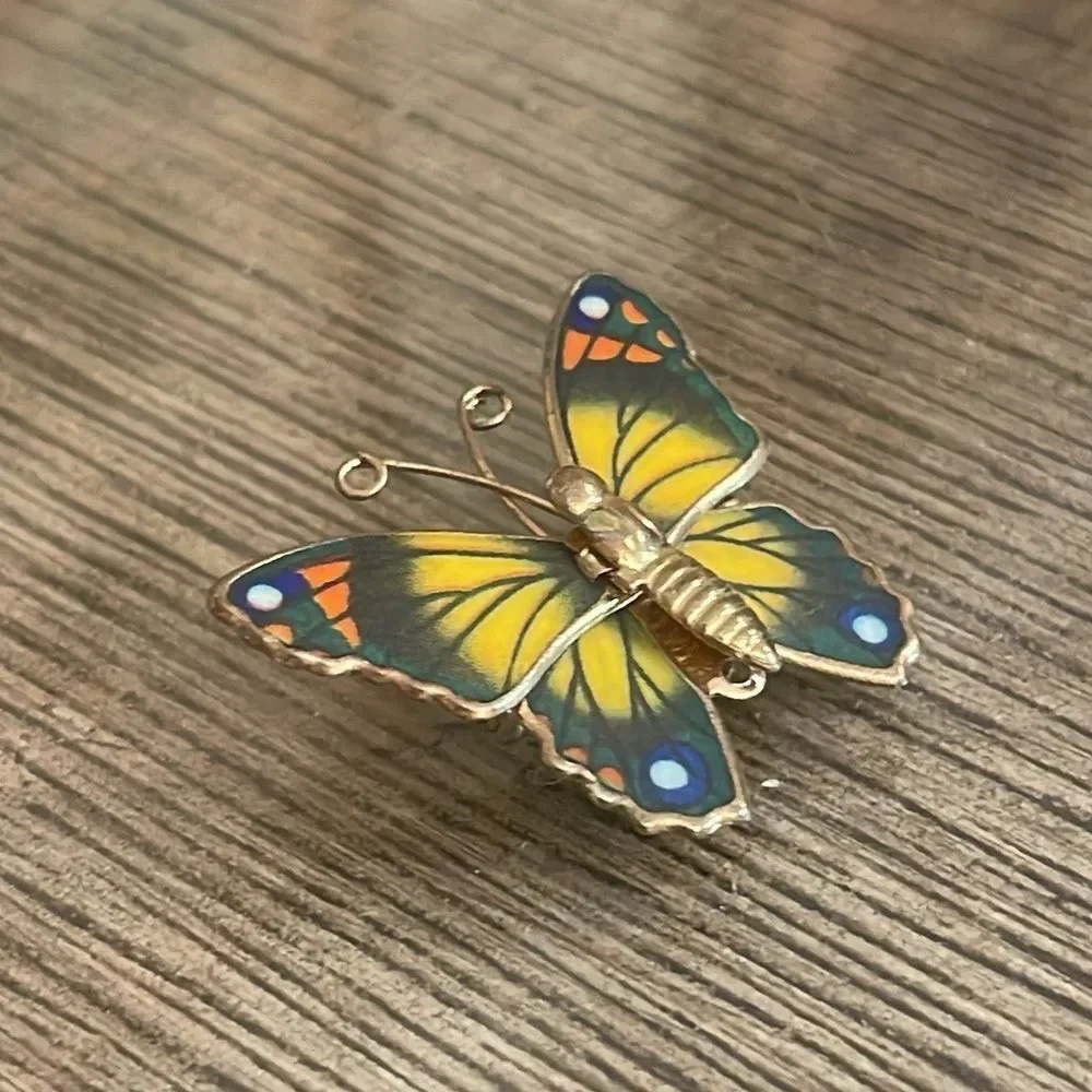 Vintage Colorful Butterfly Pin Resin Wings